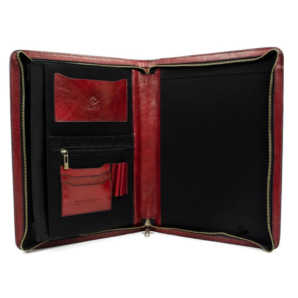 Leather A4 Documents Folder Organizer Red 1 1 - Leather Bags NZ