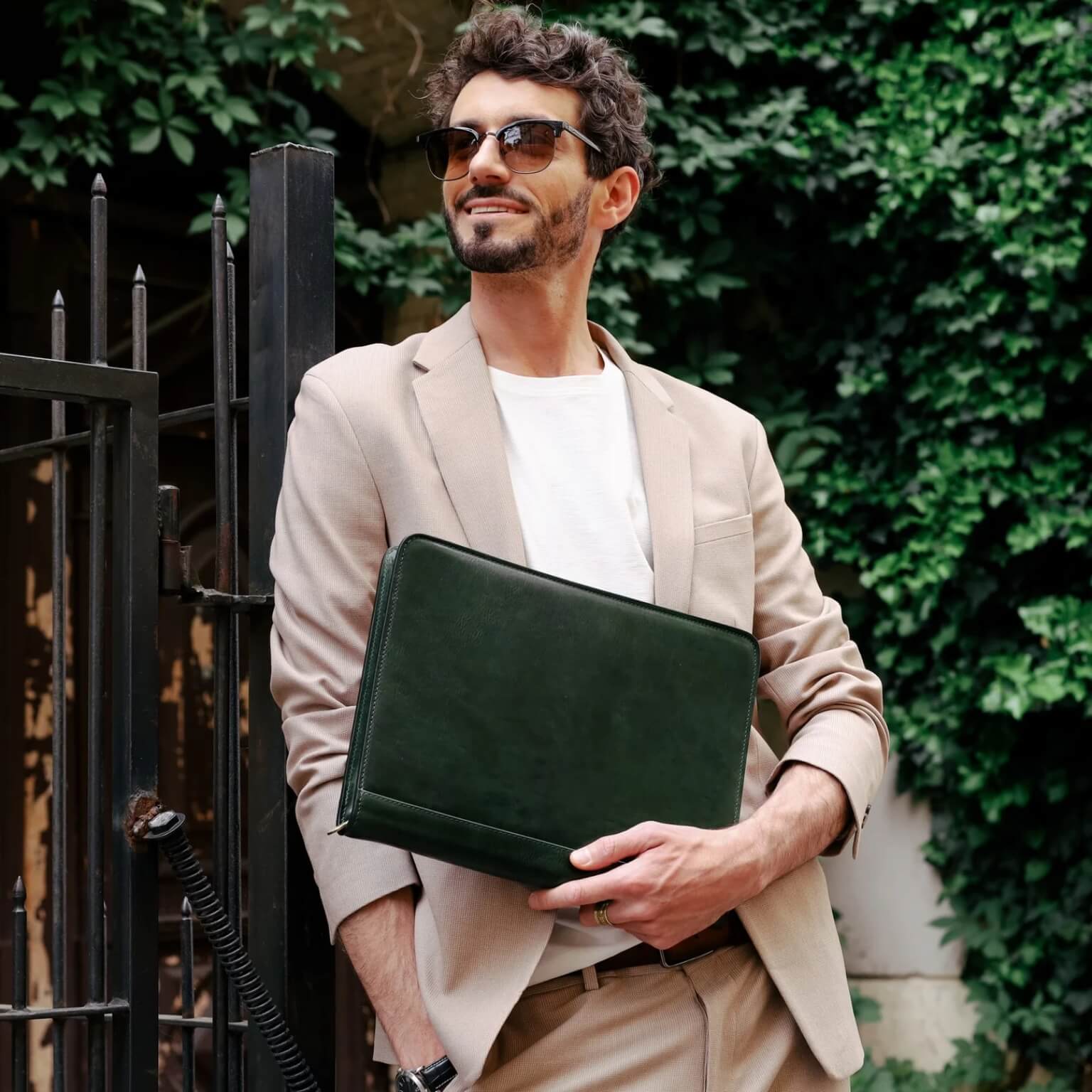Leather A4 Documents Folder - Green 2 1 - Leather Bags NZ