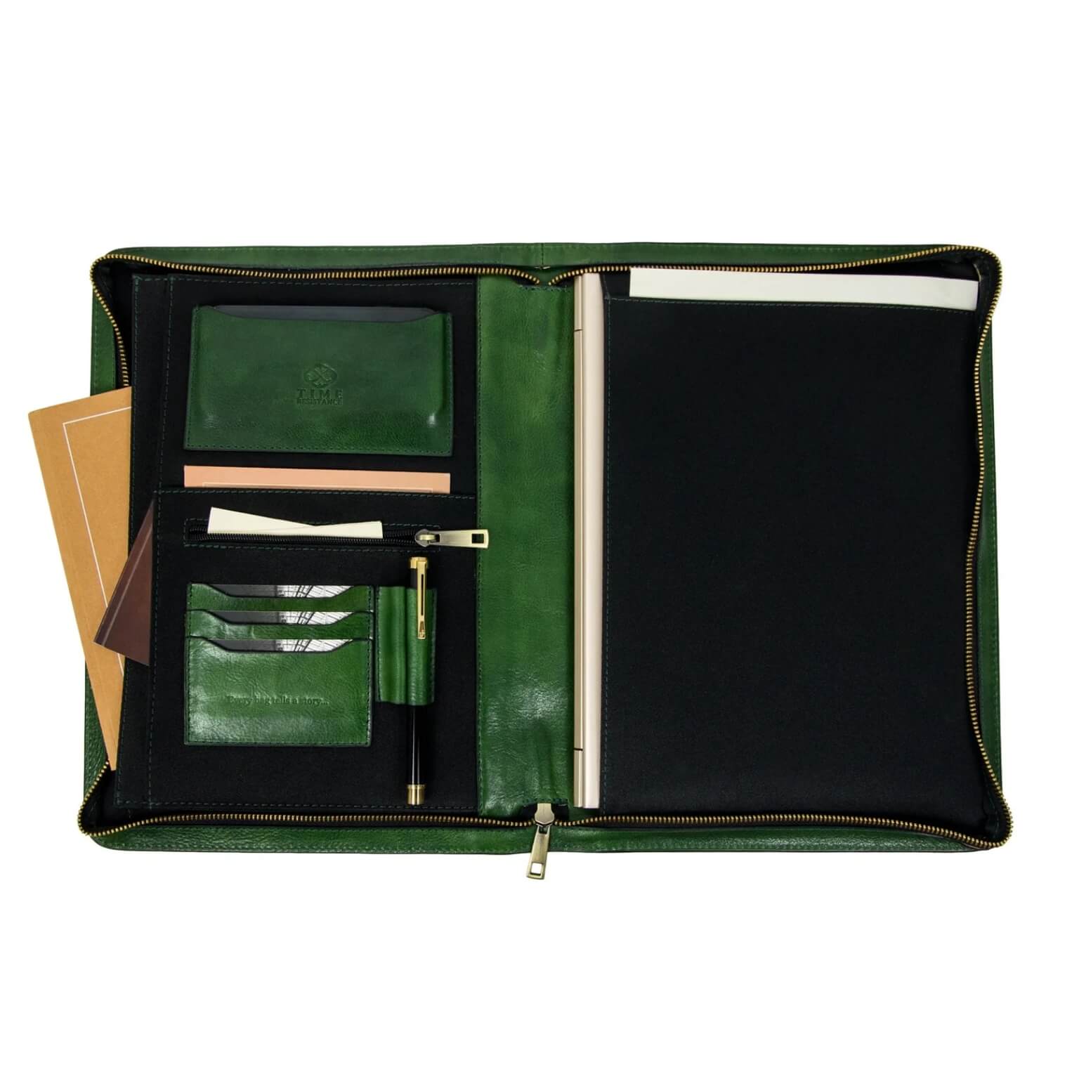 Leather A4 Documents Folder - Green 5 1 - Leather Bags NZ